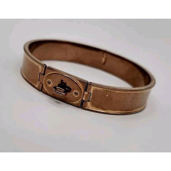 Fossil Bangle Bracelet Copper Gold Tone Casual Turn Clasp Hinged AWESOME - Picture 2 of 7